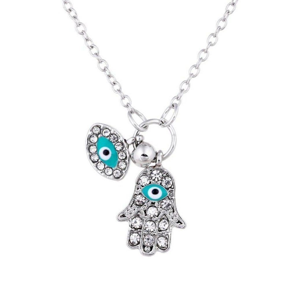 Boho Hamsa Necklace Silver - Picture 2 of 4